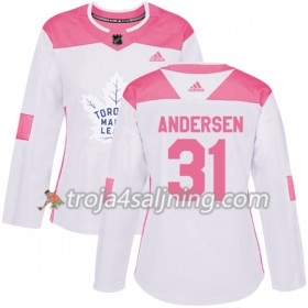 Toronto Maple Leafs tröja Frederik Andersen 31 Vit 2017-2018 Adidas Rosa Fashion Authentic - Dame NHL Tröjor